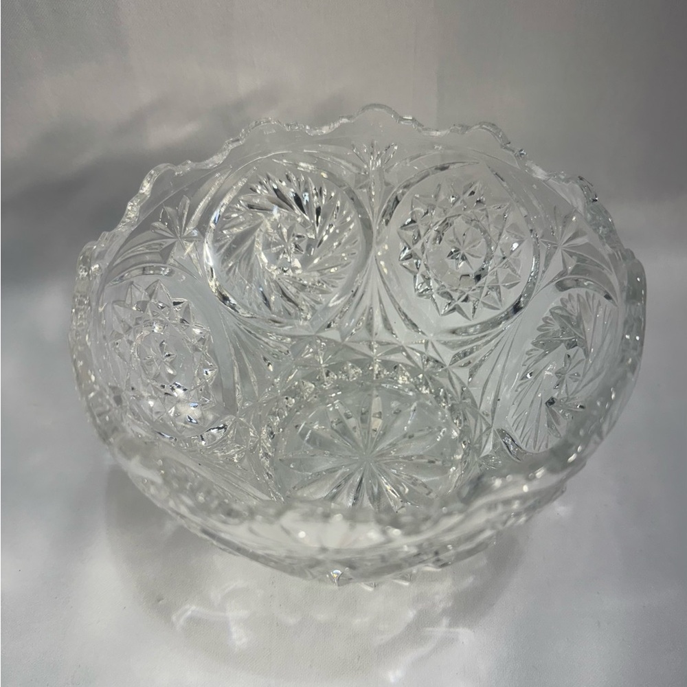 Unique Vintage Crystal Bowl Candy Dish Cut Glass Design